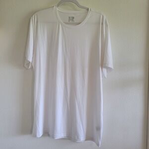 32 Degrees Cool Mens White Short Sleeve T-Shirt XL Polyester Spandex Activewear